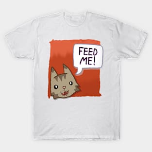 Feed Me! [Mackerel Tabby Cat With A Red Background] T-Shirt